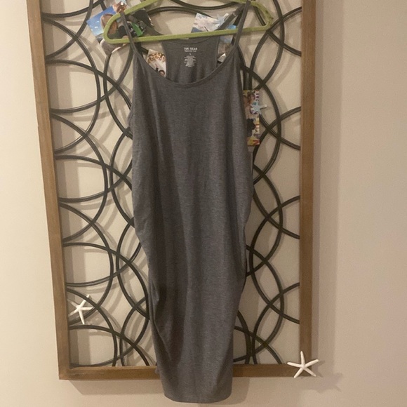 TEK Gear maternity heather gray spaghetti strap stretch, fabric dress size large - Picture 1 of 7